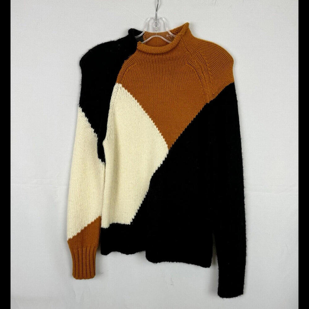 A.L.C. Claremont Colorblock Sweater Turtleneck Merino Wool Size S